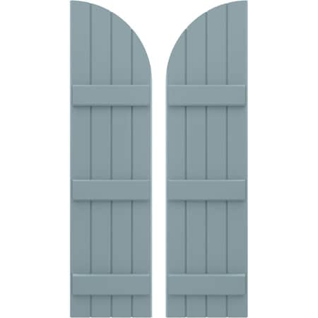 Ekena Millwork Americraft 4-Board (3 Batten) Wood Joined Board-n-Batten Shutters w/ Arch Top, ARW401BQ414X52SBH, PR ARW401BQ414X52SBH